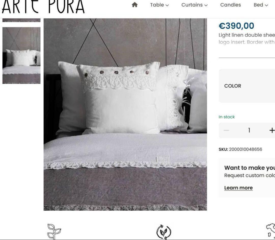 新品Arte Puraリネンカバーダブル クイーン キング フラットシーツ