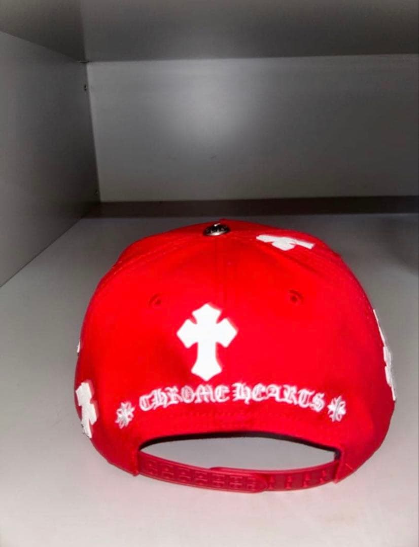 CH クロムハーツ 十字架刺繍 スナップバックキャップ レッド