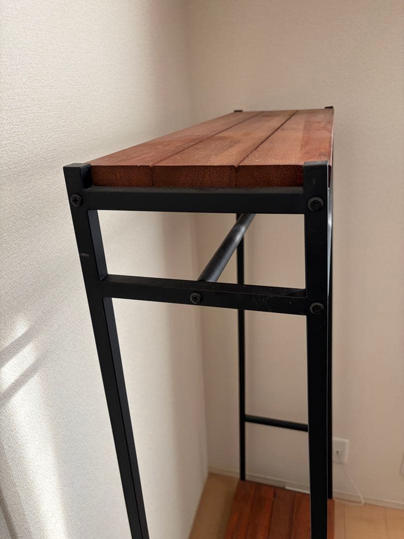 ハンガーラック アイアン　天板木製