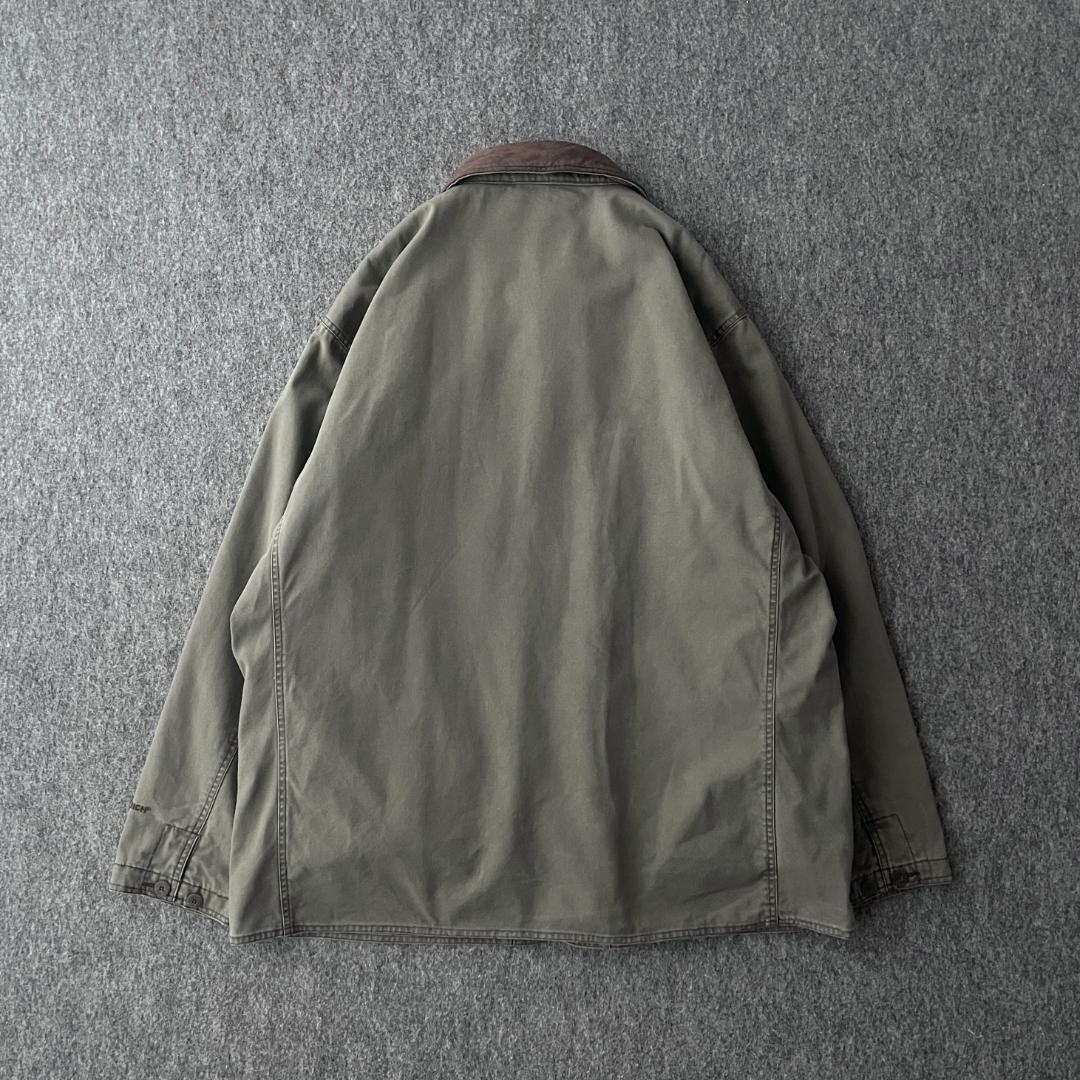 WOOLRICH　カバーオールジャケット　ハンティング　レザーカラー切替　裏ボア