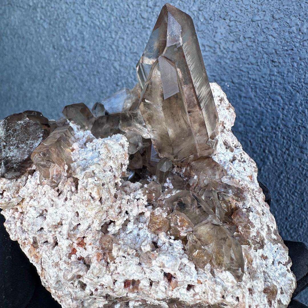 【金運☆魔除】高透明度☆高品質スモーキークォーツクラスター天然石 原石A1450