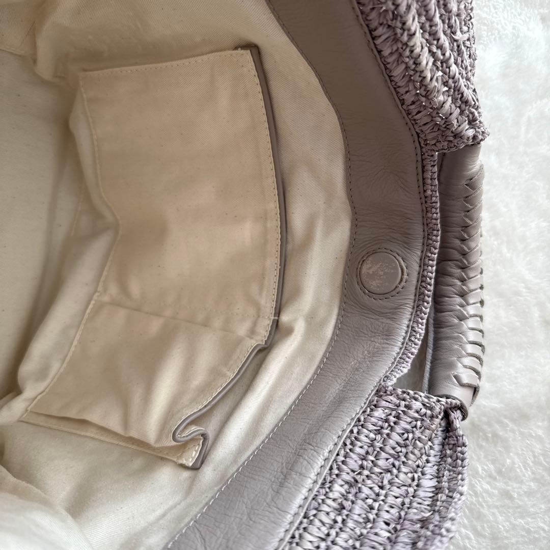 ヘレンカミンスキー ラフィア バッグ グレー パープル