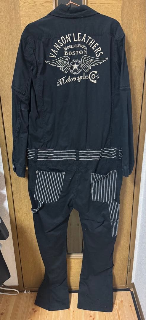 vanson バンソン つなぎ 刺繍 オールインワン XXL 羽 切替 2way