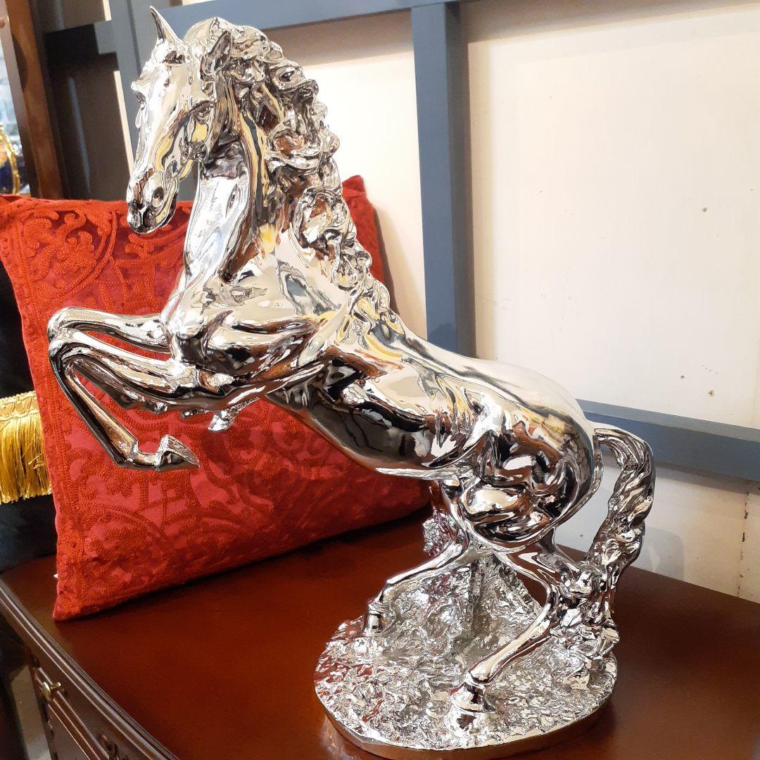 輸入雑貨　イタリアンクラッシック　『シルバーホース』　馬オーナメント　エレガント