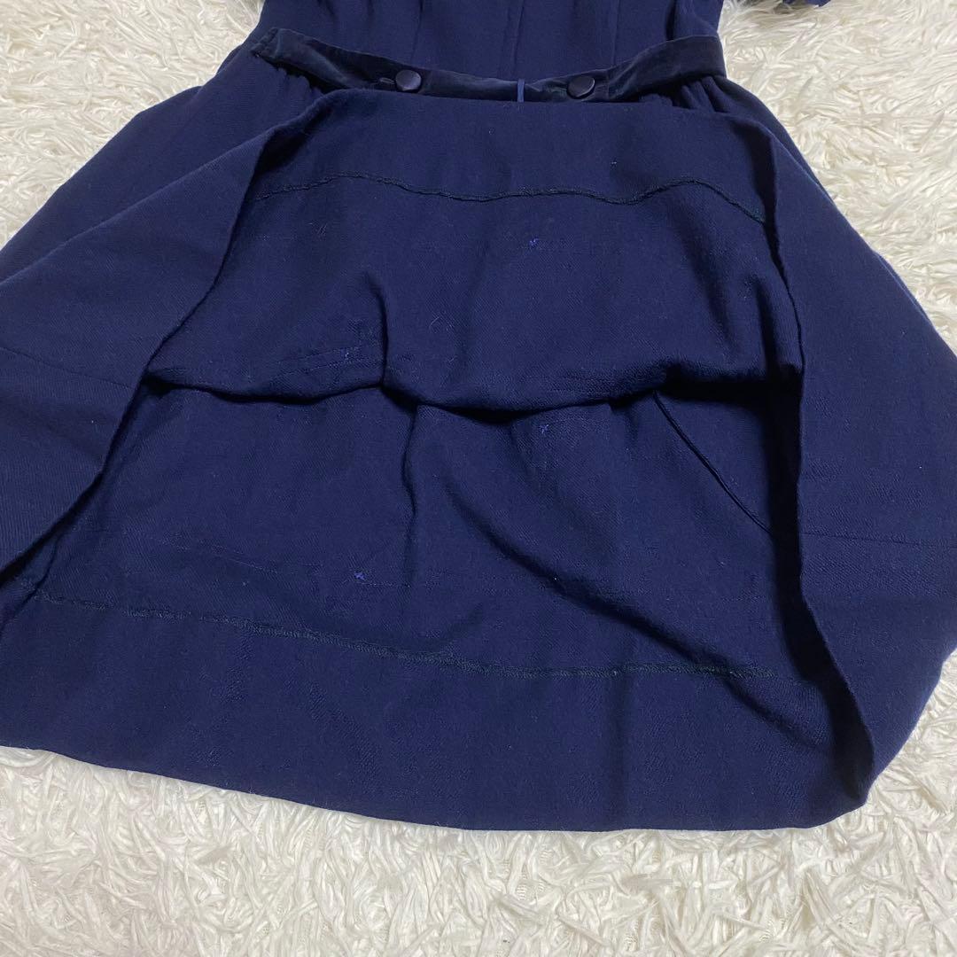 【美品】ファミリア フォーマルセットアップ　ボレロ＋ワンピース　140cm 紺