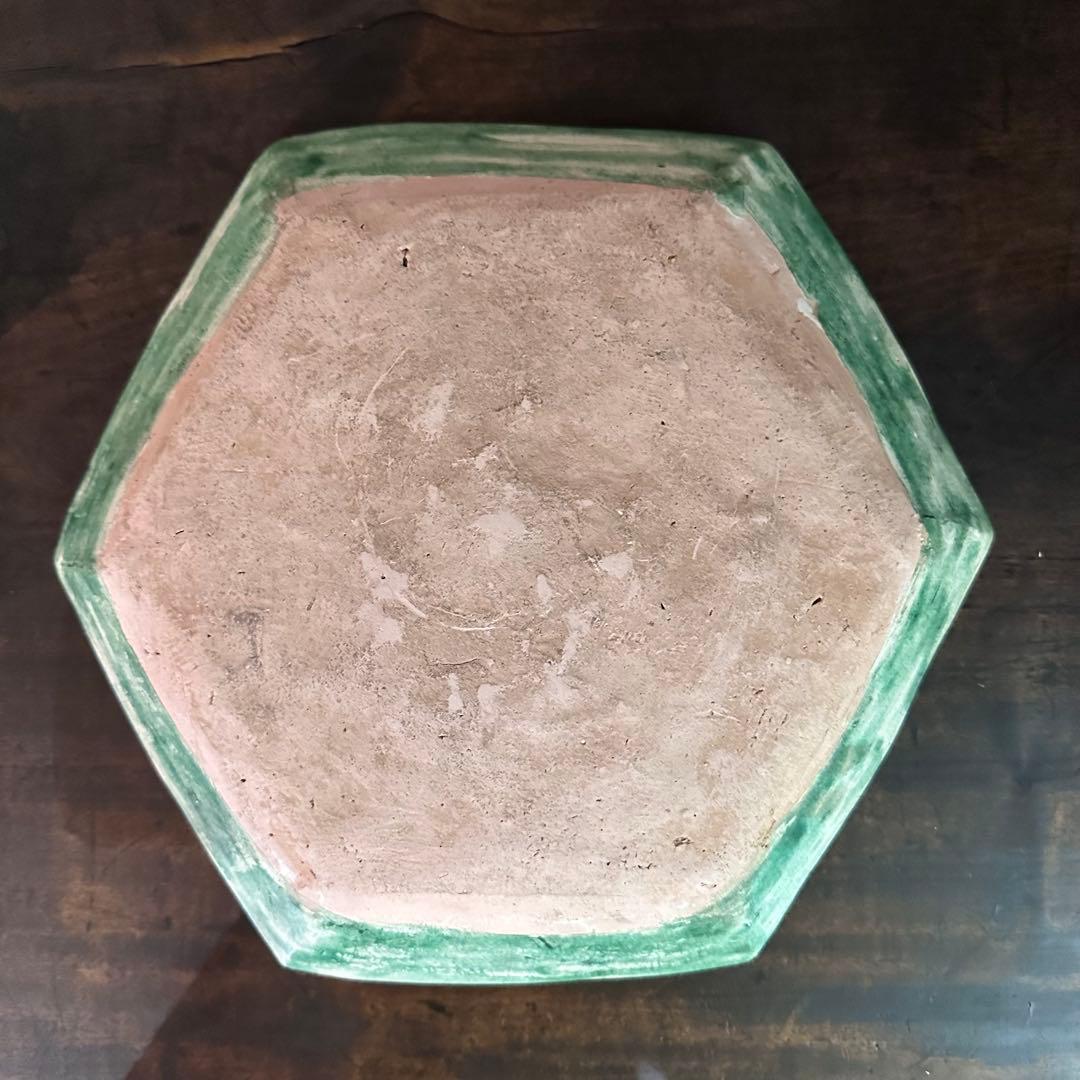 希少 遼代 三彩八角盤 清朝期 粉彩花の図 輪花台皿 中国古玩 中国美術 骨董品