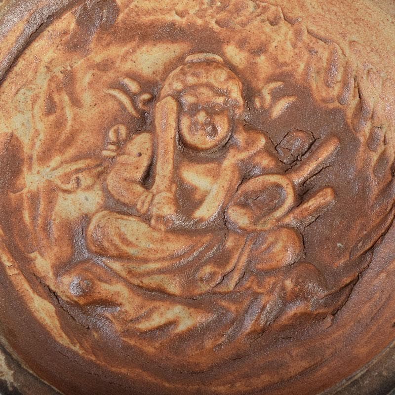 茶道具　交趾焼　獅子文　蓋裏仏像刻　懐中仏　香合　蓋物　C　R9390