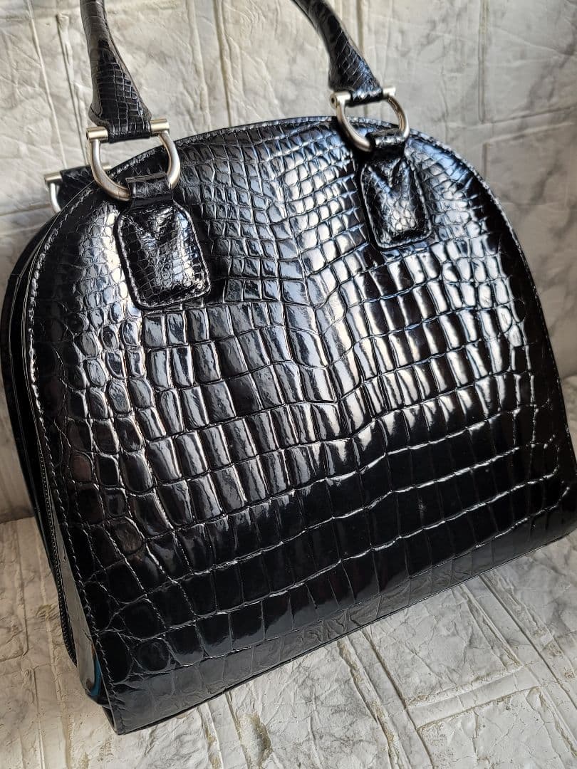 GENUINE CROCODILE SKIN 本クロコダイル バッグ 黒