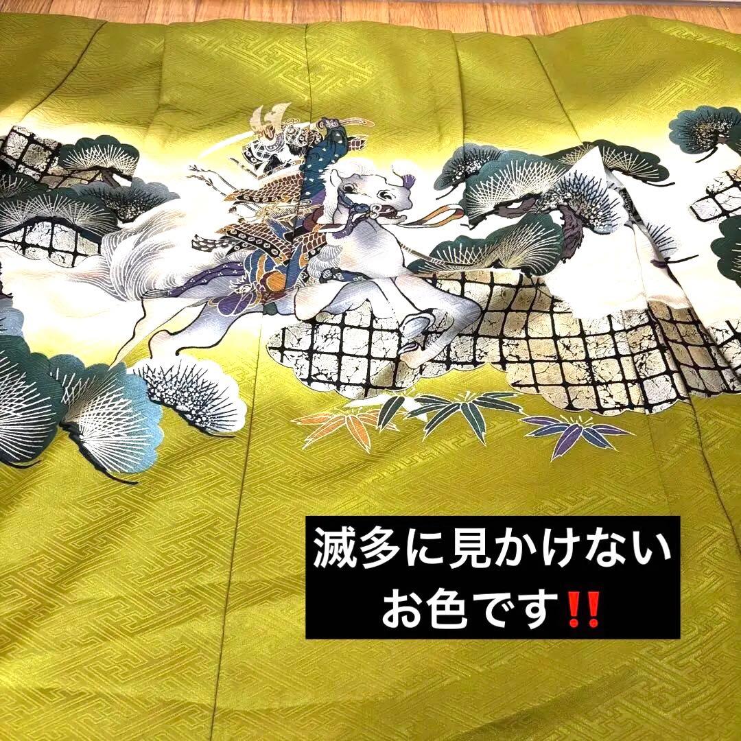 七五三五歳‼️男の子 袴 完全️フルセット‼️お家から無 黄緑抹茶系 冠馬将軍 美品‼️