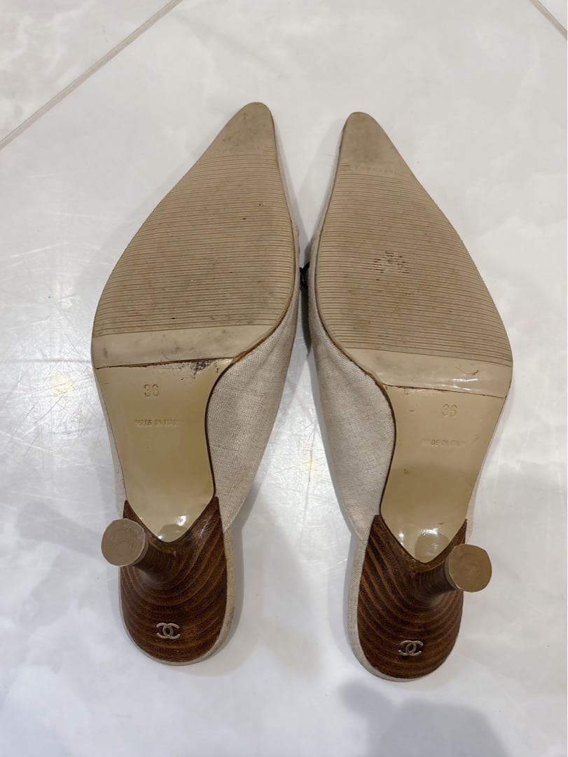 CHANEL シャネル ココマーク ミュール ホワイト 36サイズ 23cm