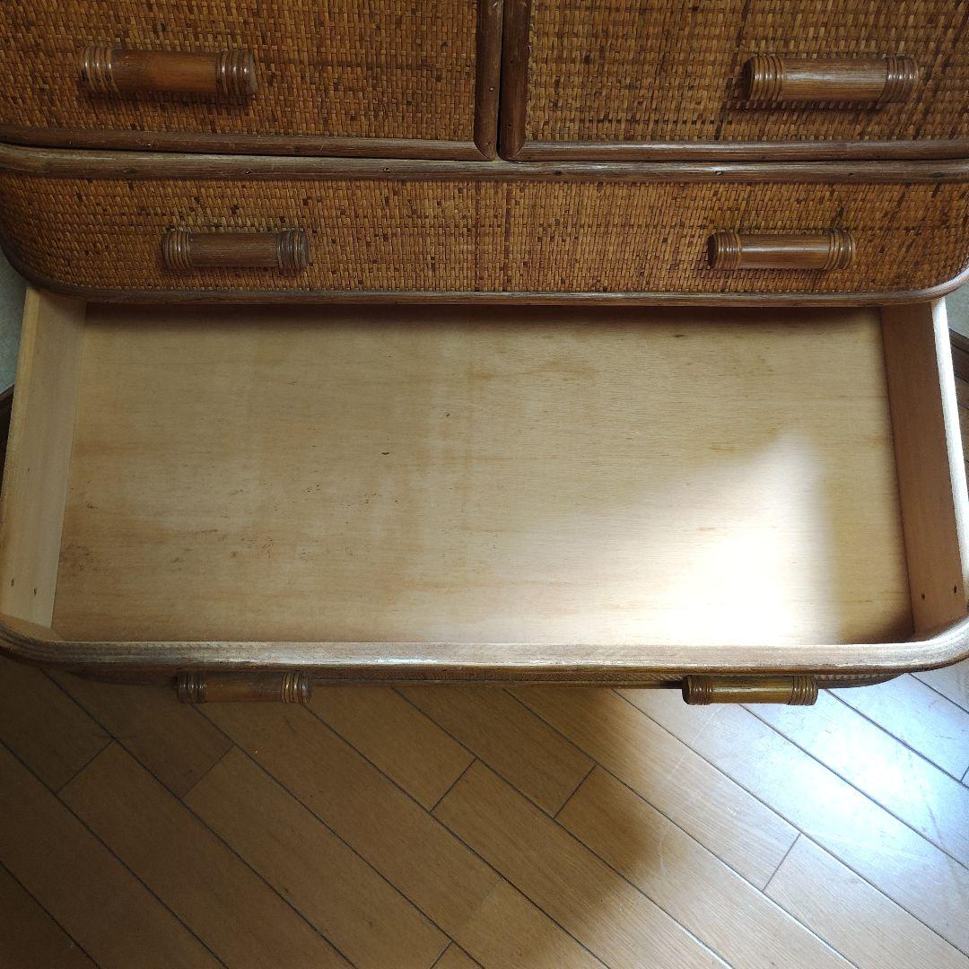 ラタン5段チェスト 洋タンス 籐タンス【昭和レトロ】