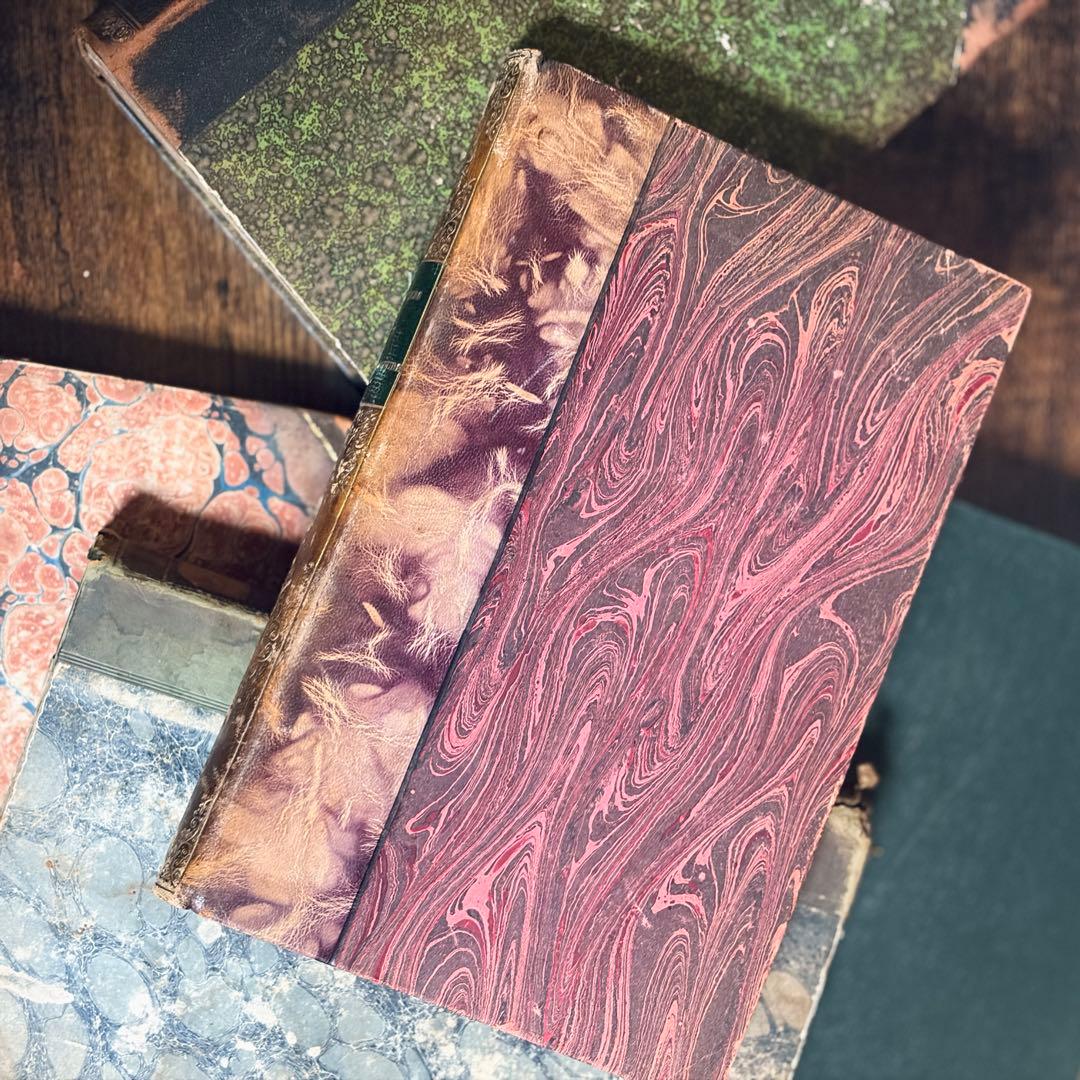 古い革装丁の洋書【5set】 古書　アンティーク ゴールド装飾　インテリア