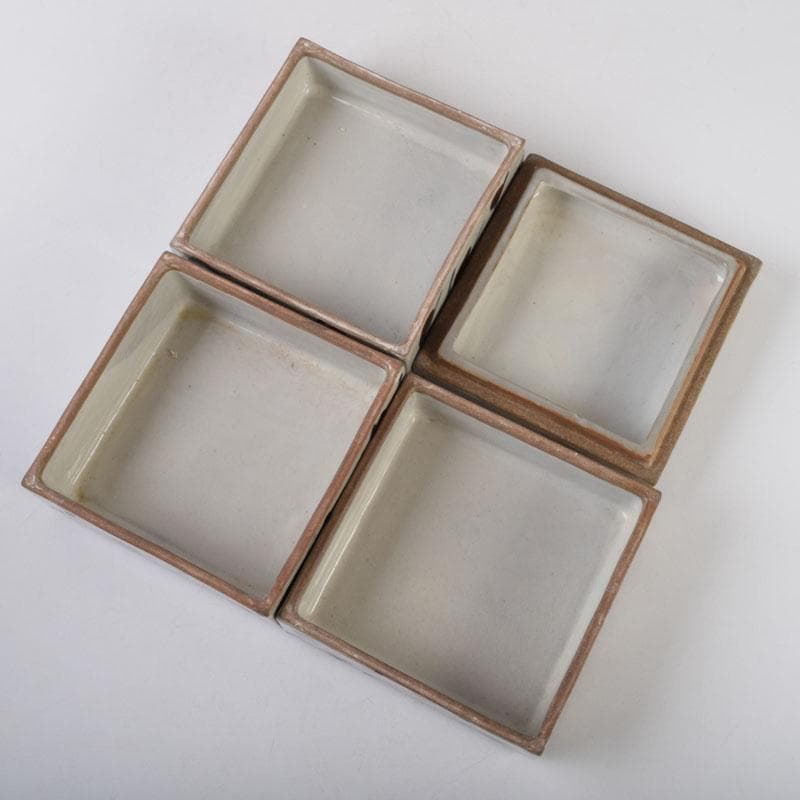 和食器　袖師焼　四代　尾野晋也作　呉須文　重箱　共布共箱　V　8774