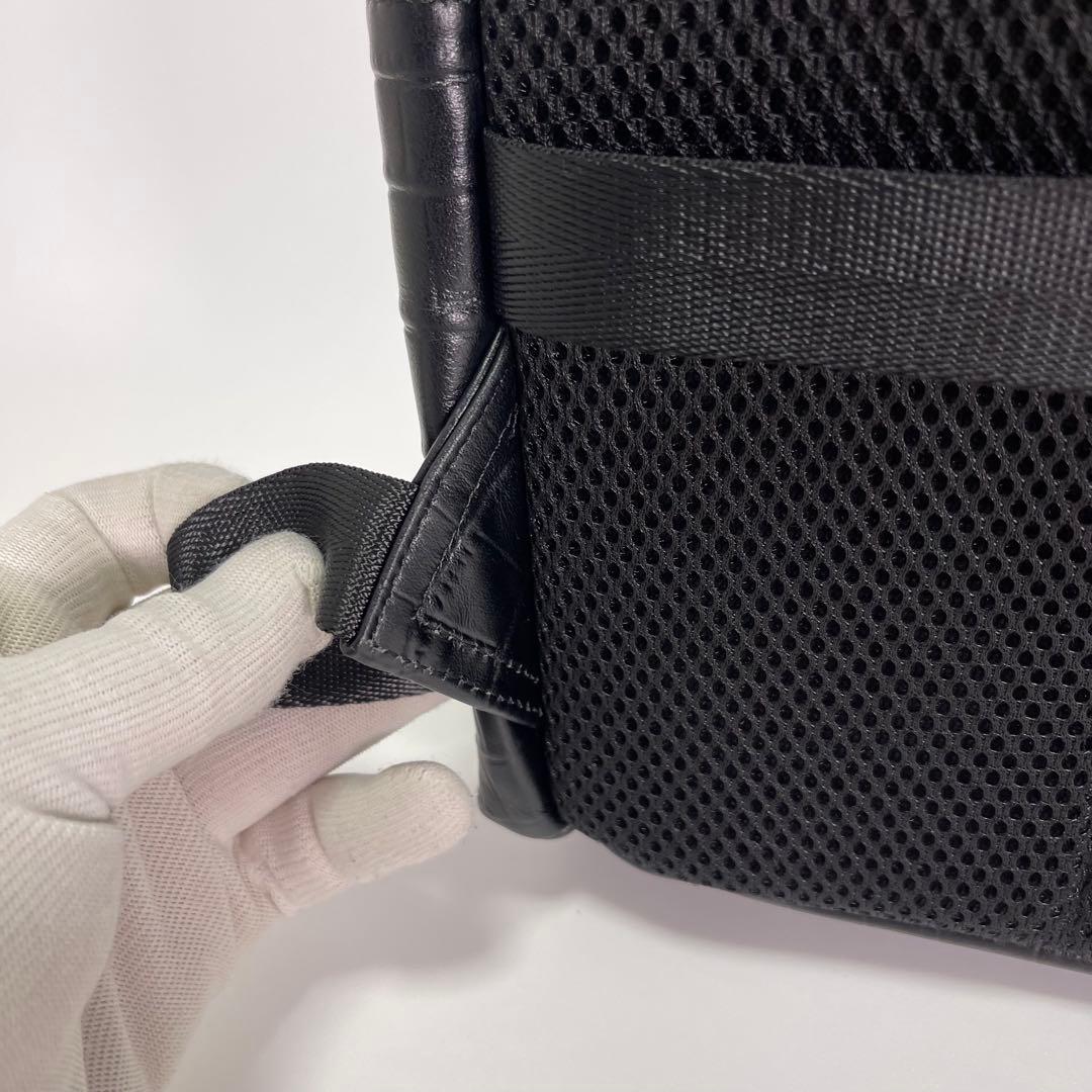 【新品✨】クロコダイル風メンズバックパックリュック大容量 本革型押し渋め黒