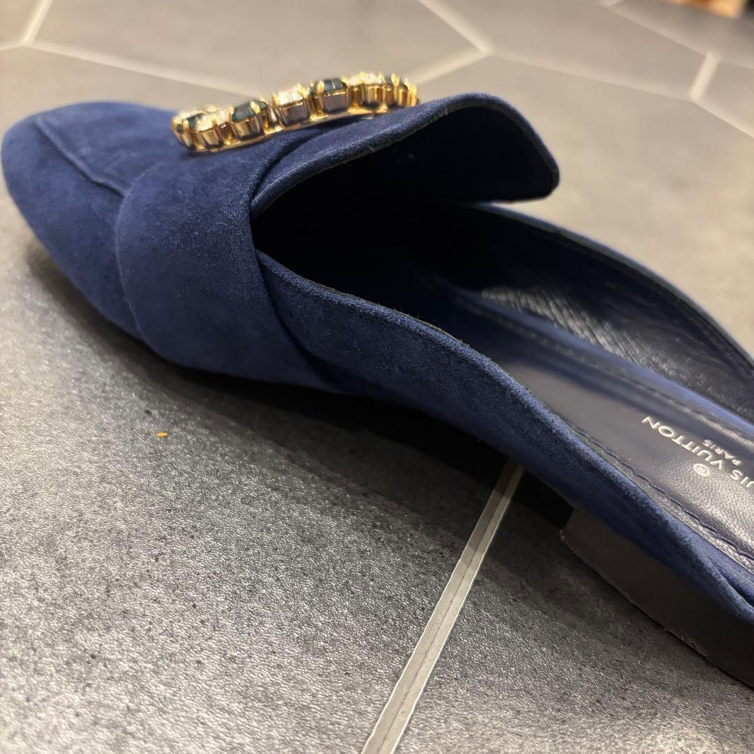 ルイ・ヴィトン　ビジュー　LVロゴ フラット　ミュール　スリッポン　サンダル