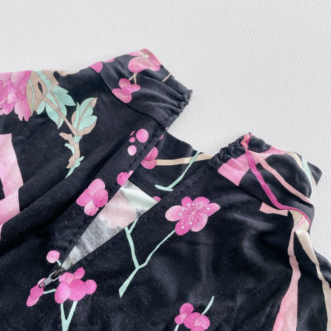 美品✨LEONARD レオナール トップス 長袖 シルク混 花柄 トリム 42