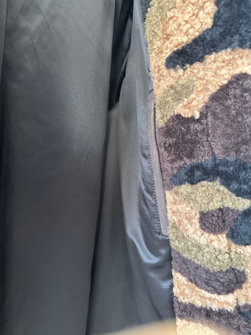 SAINT LAURENT カモフラージュ柄シアリングダッフルコート 48サイズ