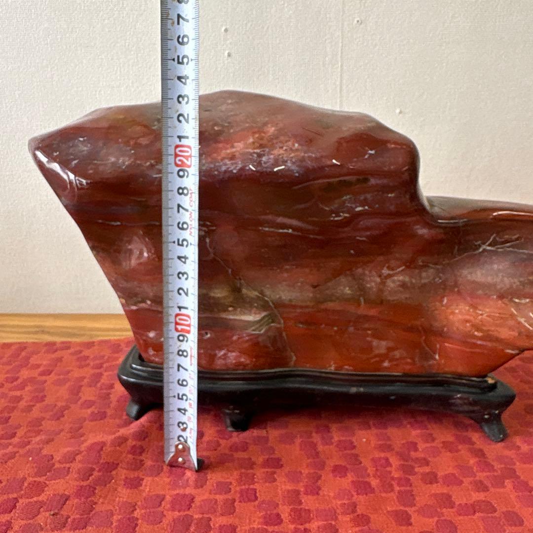 赤玉石　鑑賞　赤石　台座付き　横約４０cm