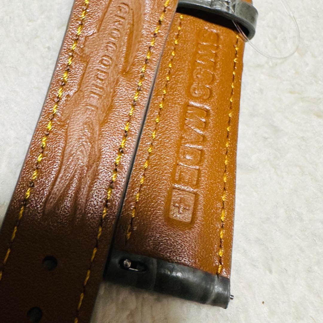 2020#19mm-16mmダークアッシュ★本物クロコダイルベルト★スイス製