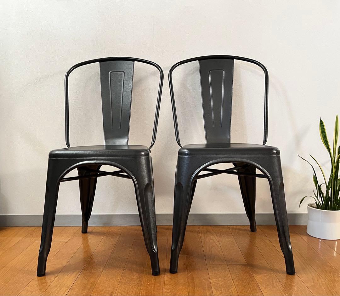 Aチェア　リプロダクト2脚組　インダストリアル　名作　カフェ椅子　鉄メタルチェア