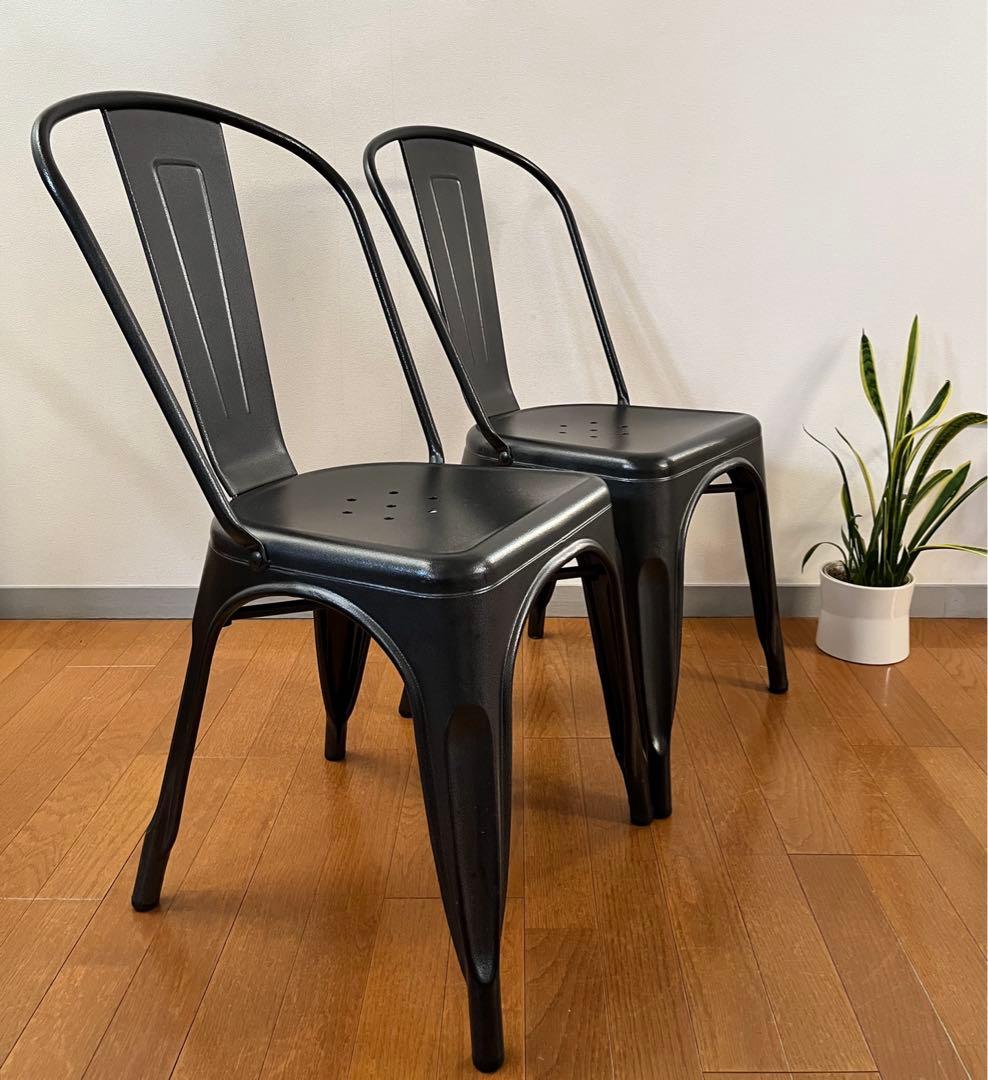 Aチェア　リプロダクト2脚組　インダストリアル　名作　カフェ椅子　鉄メタルチェア