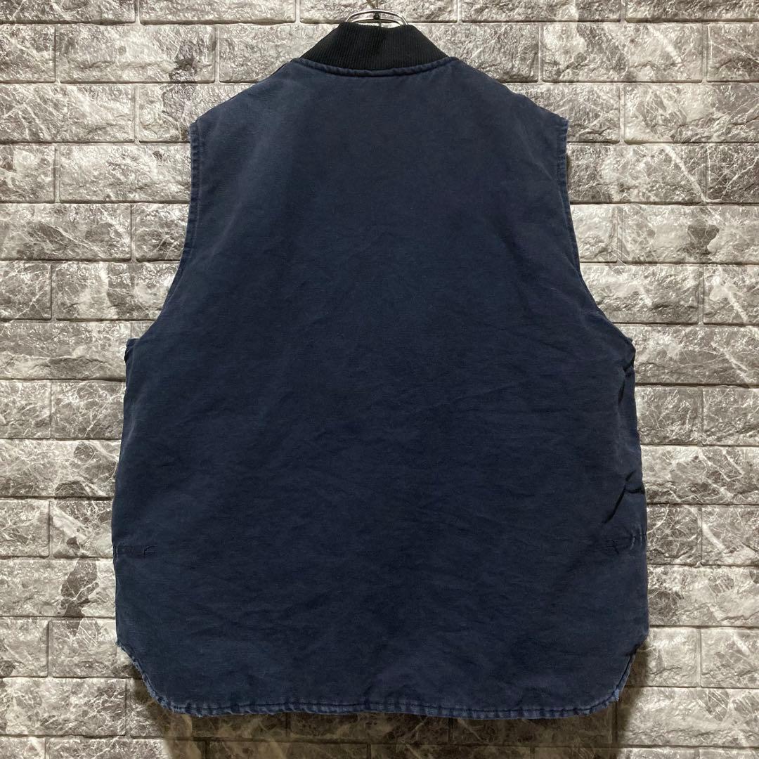 CARHARTT ダックベスト 紺 XL フェード カーハート USA製 腰ゴム