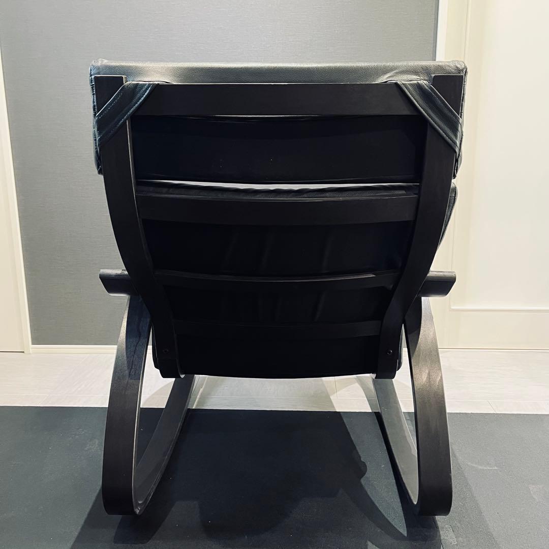 IKEAイケアPOANG ポエング ロッキングチェア 牛革 レザー ブラック