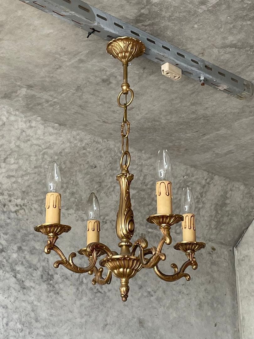 4-1. フランス アンティーク シャンデリア 4灯 キャンドル 吊り下げ