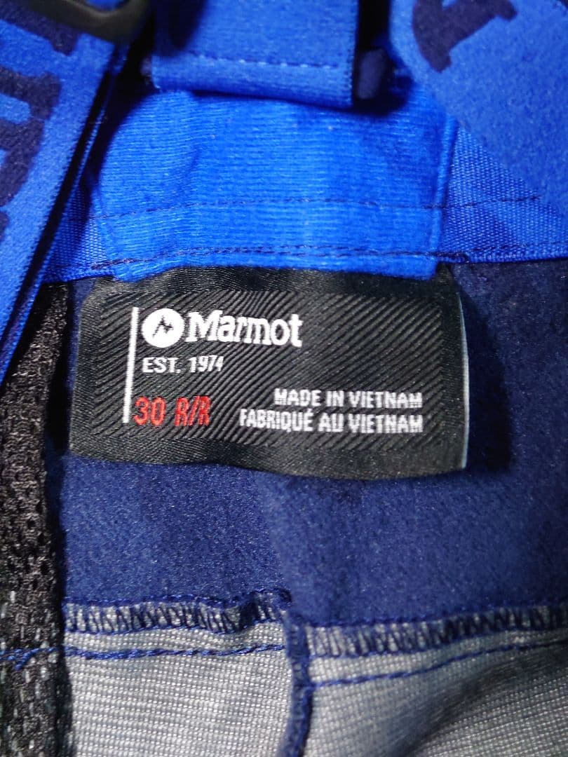 Marmot サスペンダー付きスキーパンツ青