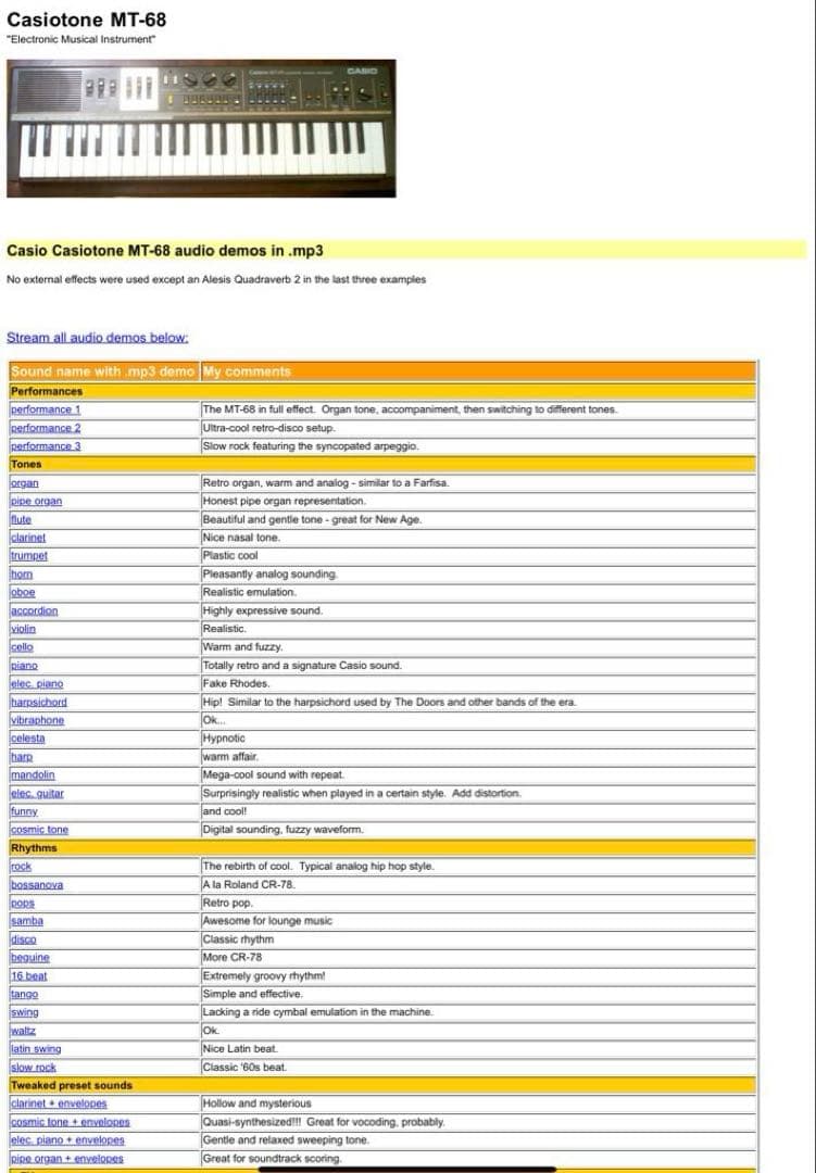 B*r様 Casio MT-68 (=MT-65)☆ビンテージシンセ☆1984年
