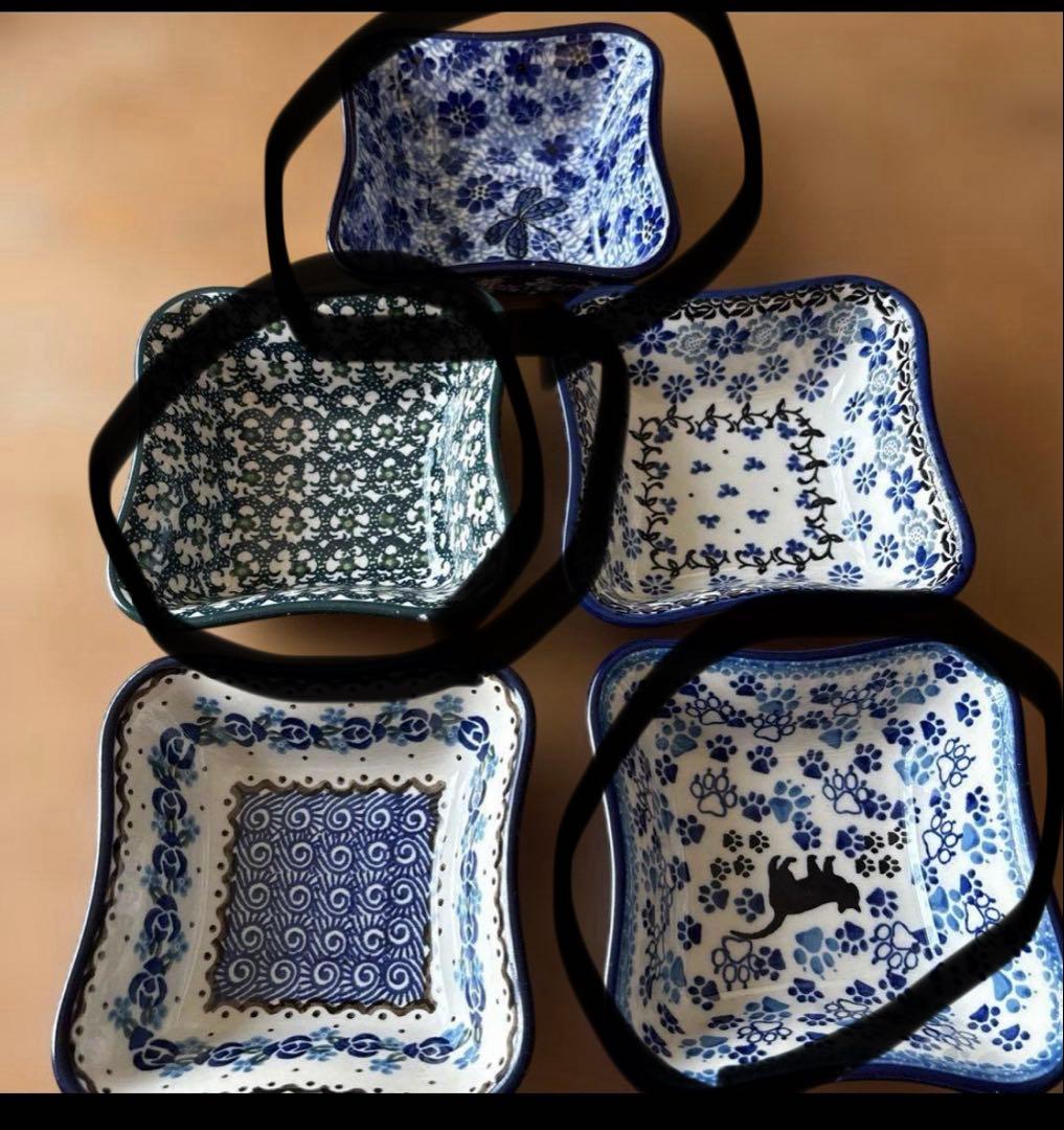 オーダーストップします ポーランド食器　丸型 小鉢3個➕ 角皿３つ