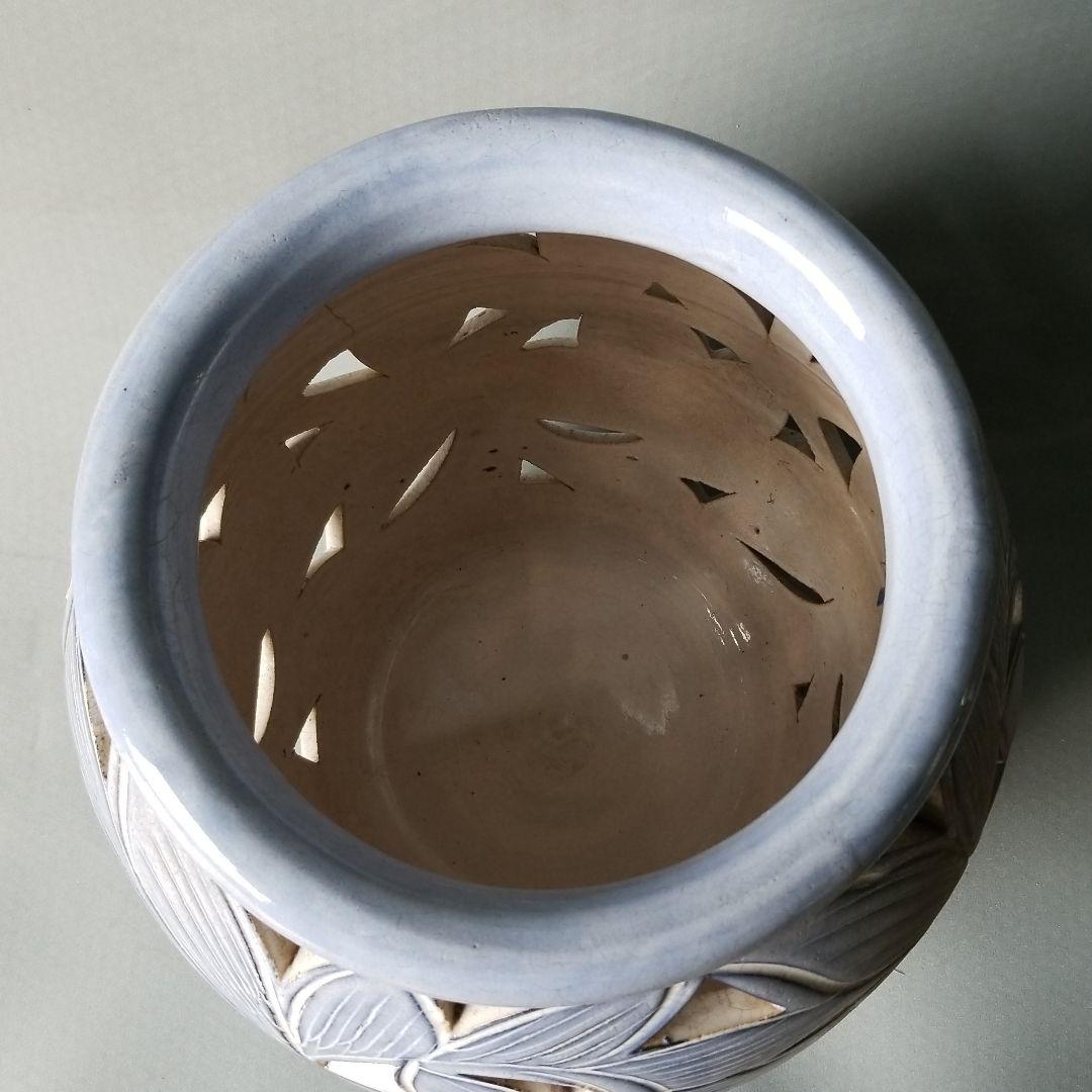 お値引きしました⤵信楽焼傘立て  壺型青唐草 高さ４３cm