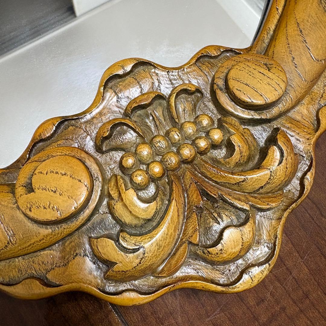 洋館　西洋　クラシカル　壁掛け　ウォールミラー　鏡　彫刻　展示品　英国