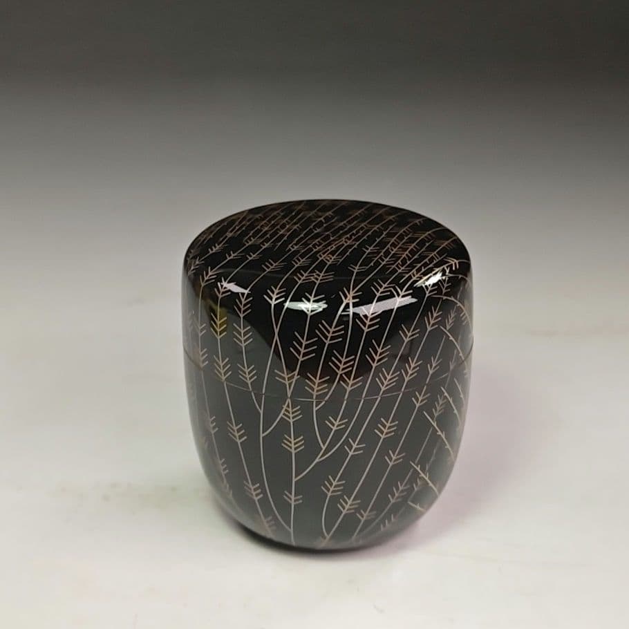 イ970 棗『若島丈久　宇内作』『芽張柳　棗　共箱』漆塗　蒔絵　茶道具