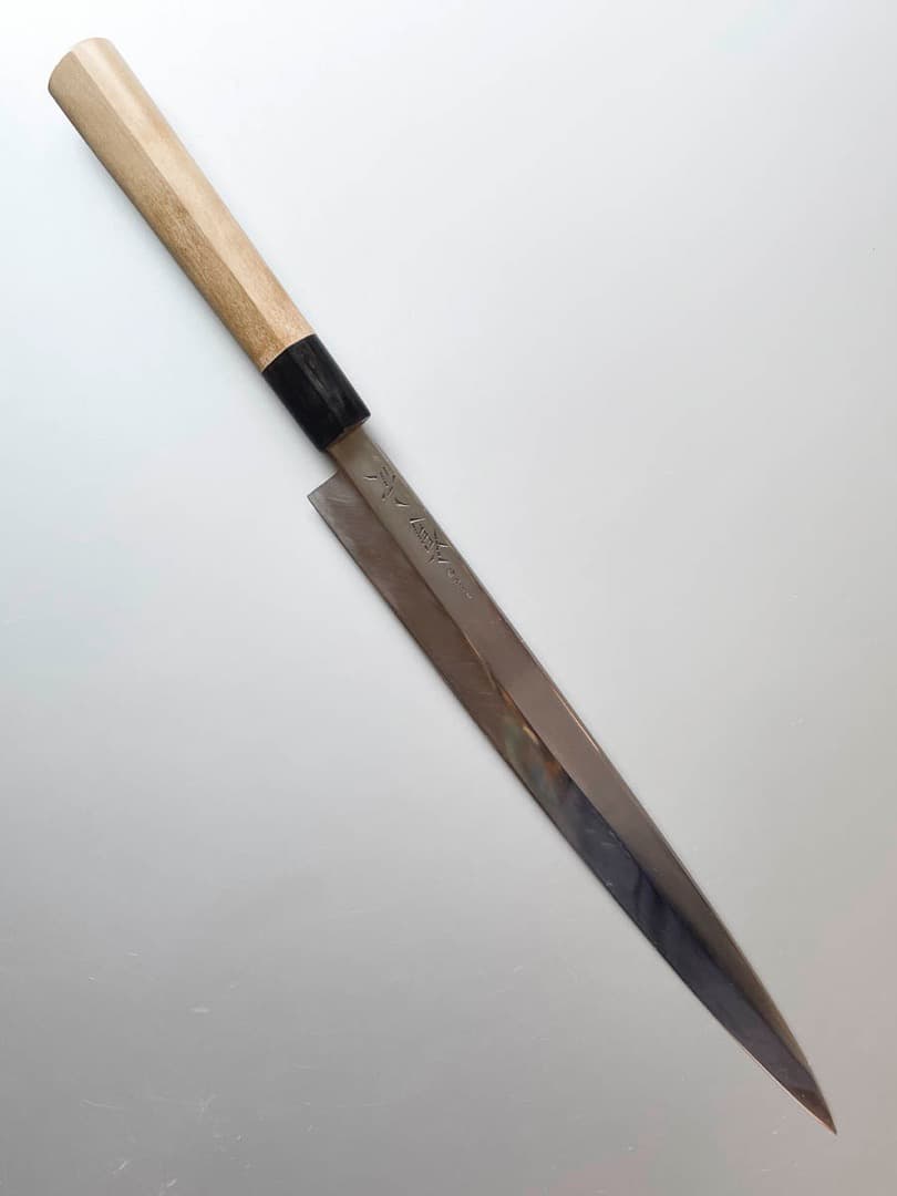 京都 有次 本焼 柳刃包丁 尺寸（30cm） 鞘付き 新品水牛柄