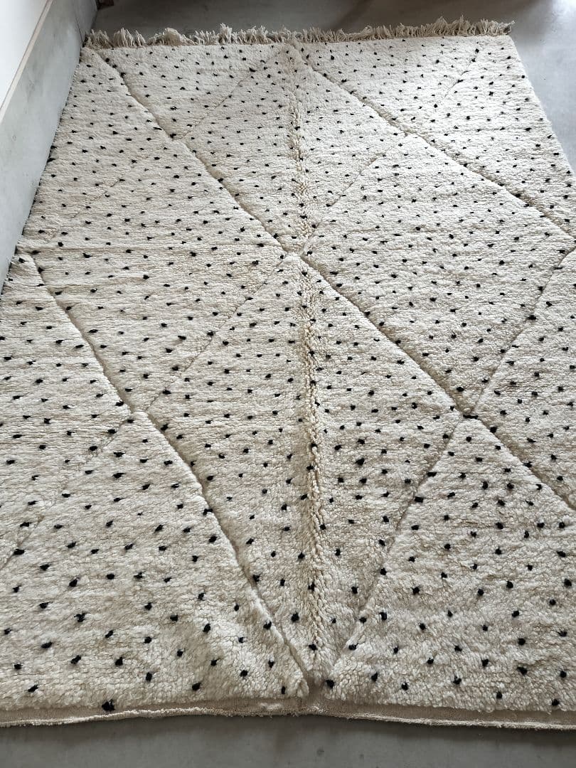 新品/人気/アイボリーベース黒ドット平織りダイヤ柄ベニワレン　No.572