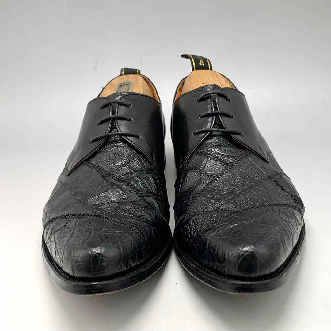 フットザコーチャー ドレスシューズ クロコ型押 ブラック 革靴 パッチワーク26