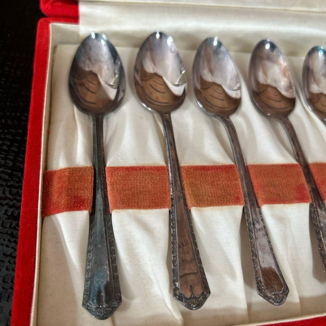 新品◆①尚美堂　純銀製スプーン 6本セット　昭和レトロ