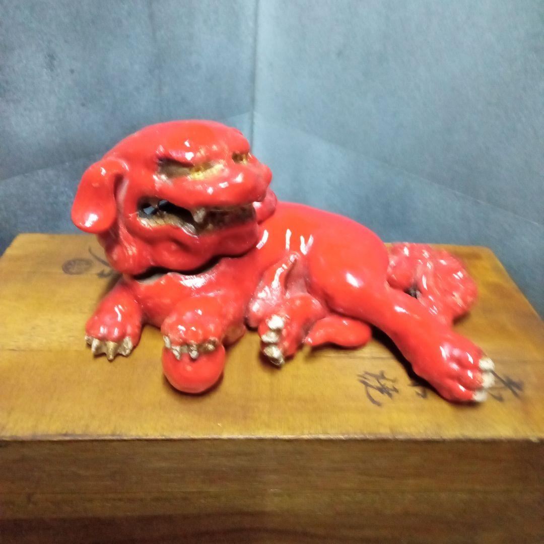 獅子赤香炉、楽家十二代弘入造、サイズ、約、高10センチ.横１９センチ、