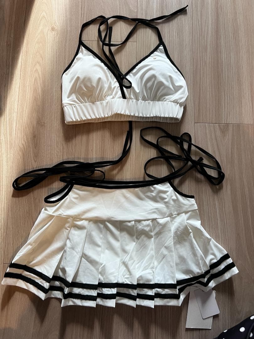 Coco pleats swimwear♡andmary black/white