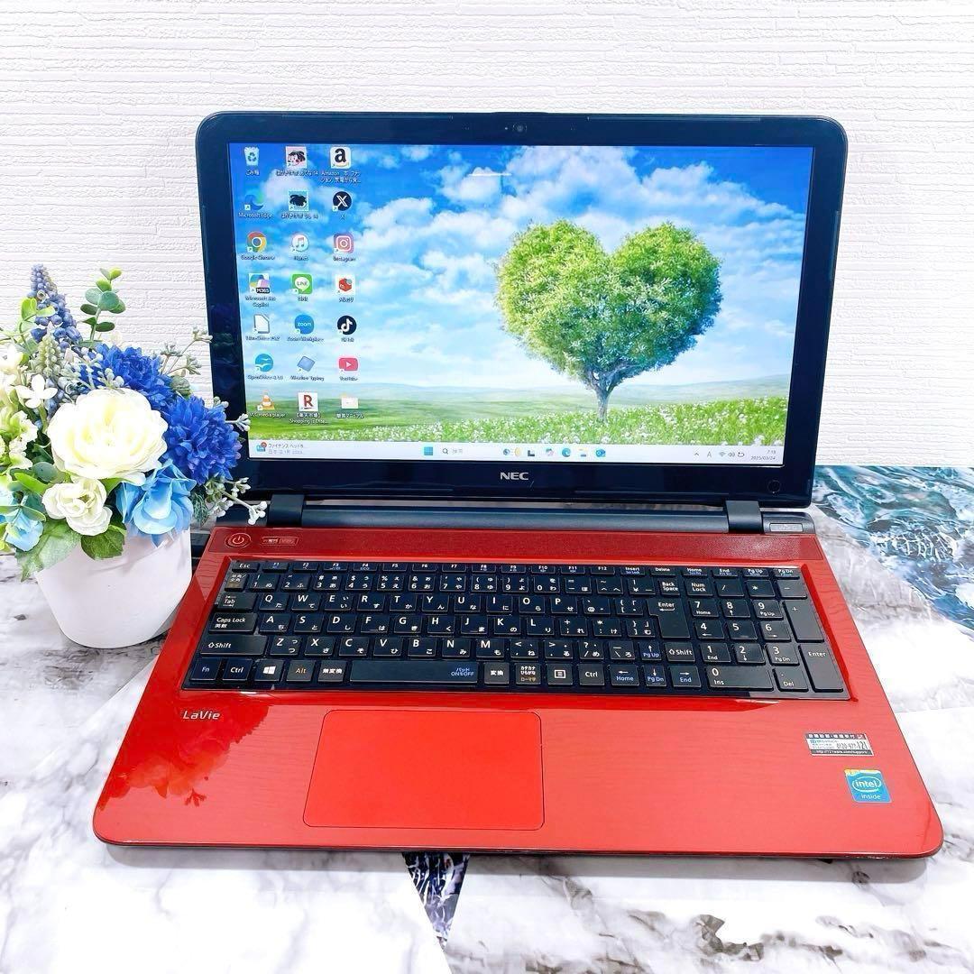 可愛い赤❤薄型ノートパソコン✨大容量✨新品SSD512G✨ Windows11