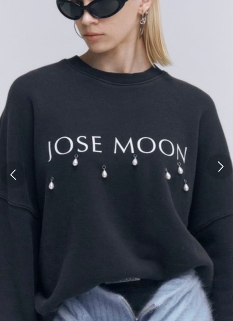 JOSE MOON パール オーバーサイズスウェット ブラック