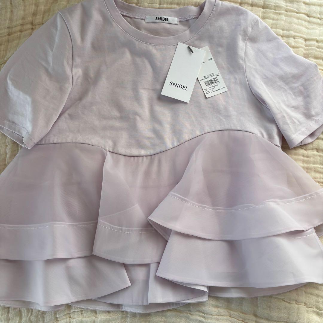スナイデル　異素材ペプラムTシャツ　ラベンダー