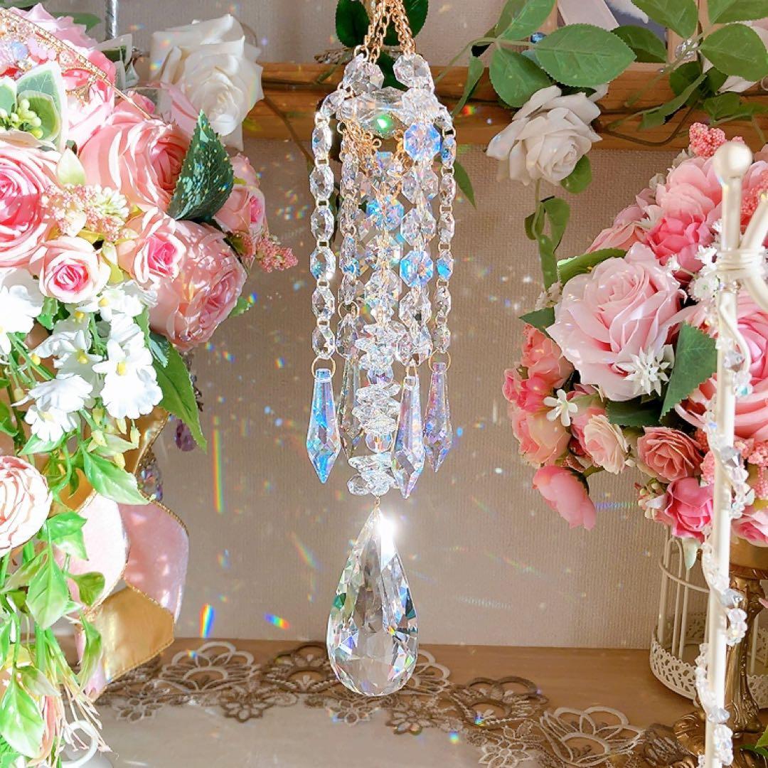 スワロフスキー♡クリスタル89㎜レイジアント♡シャンデリア風サンキャッチャー♡