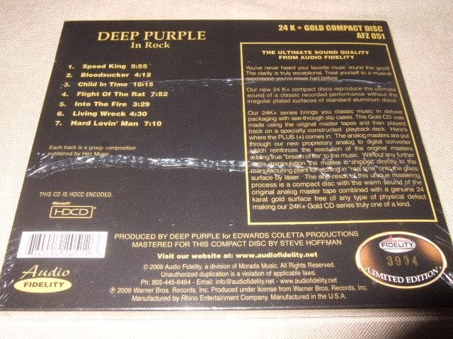 DEEP PURPLE,新品,24KT GOLD,ハード・ロック,IN ROCK