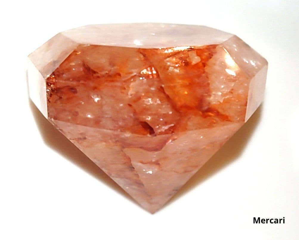 【レア✧１点物】天然石ファイヤークォーツのダイヤモンドカット　置き物