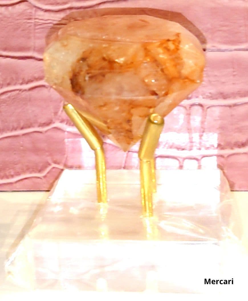 【レア✧１点物】天然石ファイヤークォーツのダイヤモンドカット　置き物