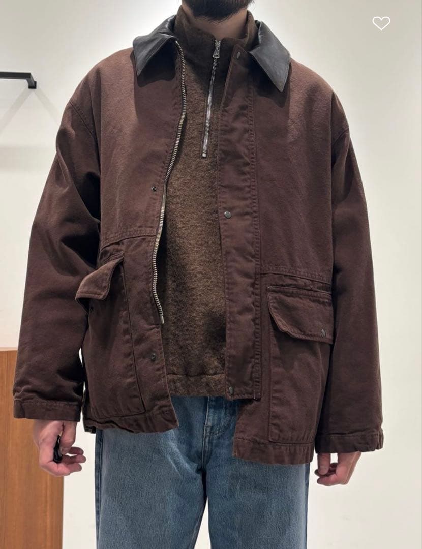 新品HグラデーションOCカバーオールサイズM襟レザーOVY KAJA オーラリー