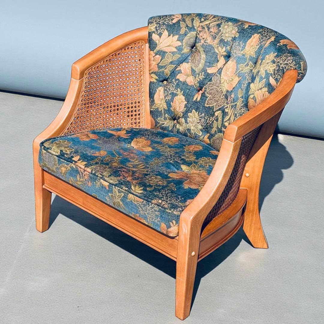 KZ030 【廃盤】三越ブルージュ　カントリーハウス　ラタン　籐　1Pソファ