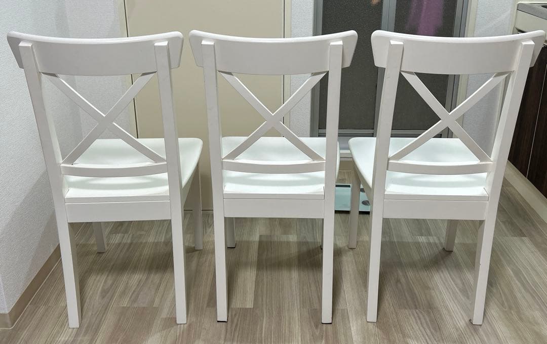 ３脚　IKEA ダイニングチェア ローセントルプ ホワイト